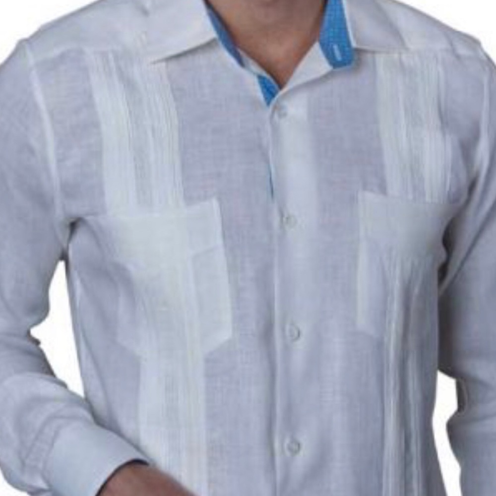 Deluxe Linen Guayabera for Men Optic White